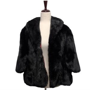 Black Mink Fur Jacket by Lewis' of California Semi Cropped Vintage 1950s–1960s